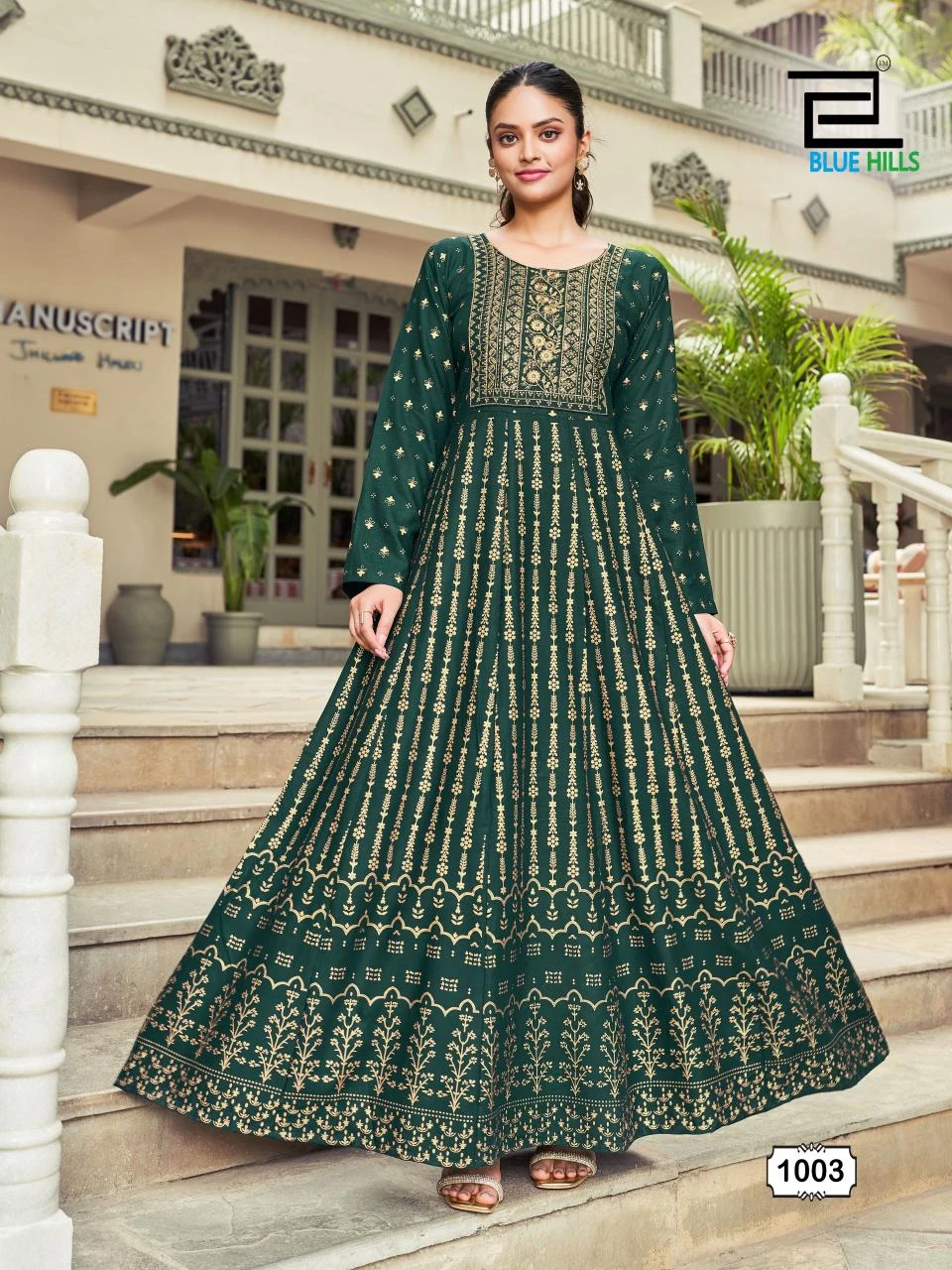 Blue Hills Inaya Rayon 14Kg Wholesale Anarkali Gown Catalog — Wholesale Kurtis, Blue Hills wholesale from Surat - Gallery Image 4
